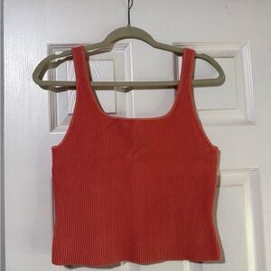 Babaton Ribbed Orange Crop Top